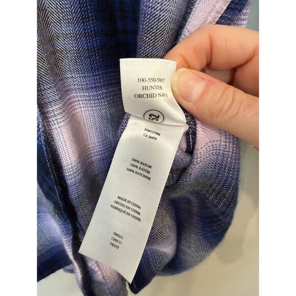 Rails Hunter Orchid Navy Plaid Flannel Button Down Collared Shirt Small Soft - Picture 4 of 7